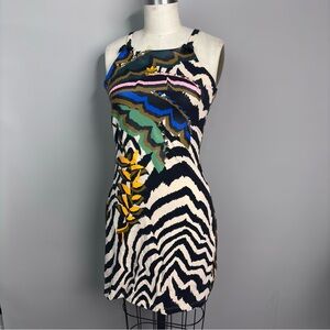 Adidas Upcycled Zebra Print Bow Bodycon Dress Small Medium